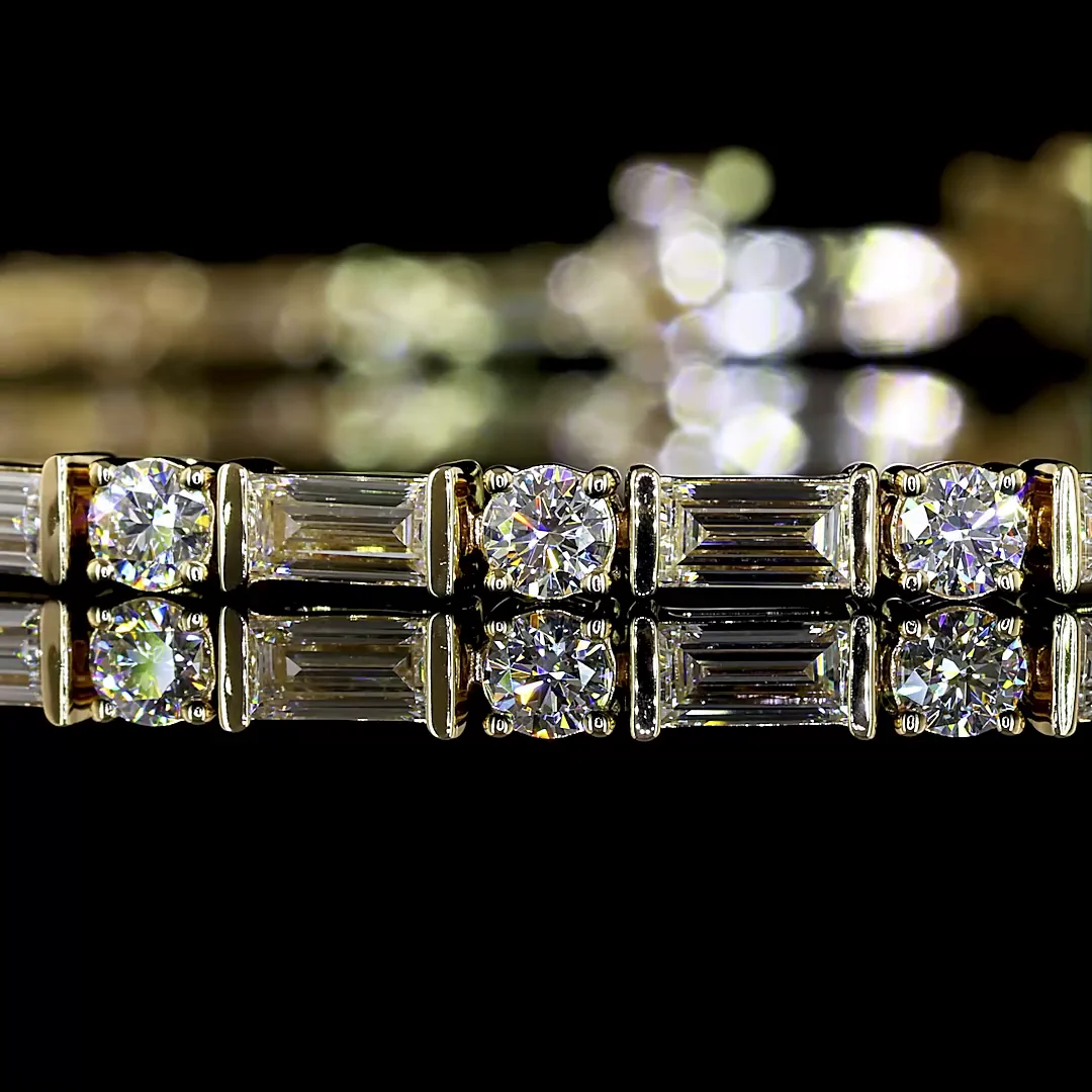 3.85 Cts 14k Yellow Gold Mix Shape Tennis Bracelet - Image 2