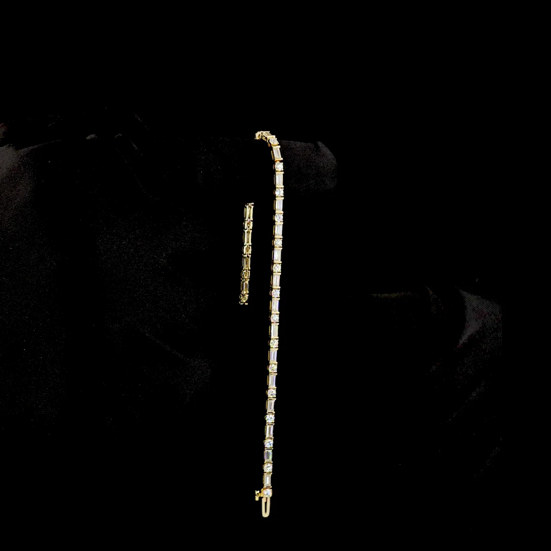 3.85 Cts 14k Yellow Gold Mix Shape Tennis Bracelet - Image 3