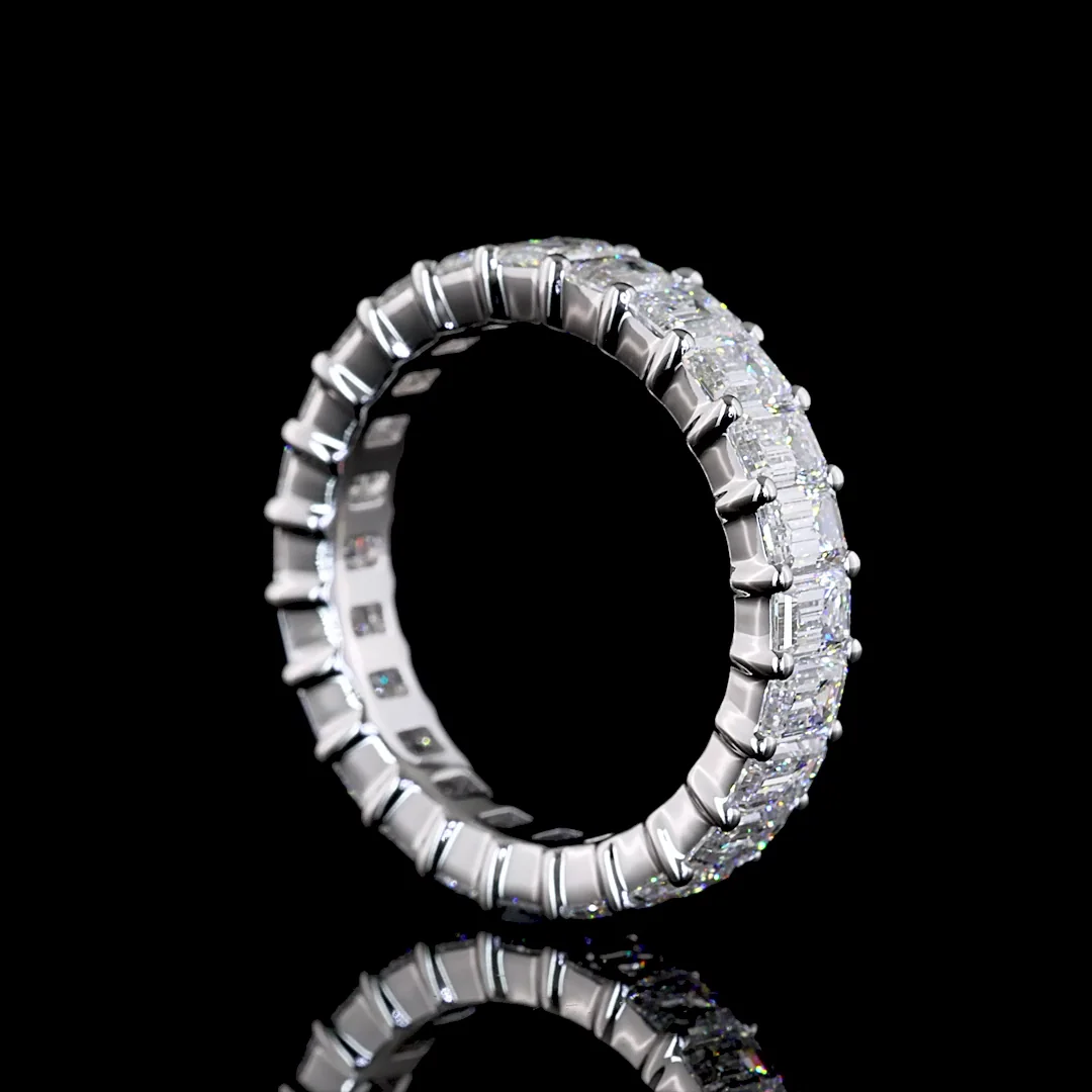 3.81 Cts 18k White Gold Emerald Shape Eternity Band Eternity Band - Image 2