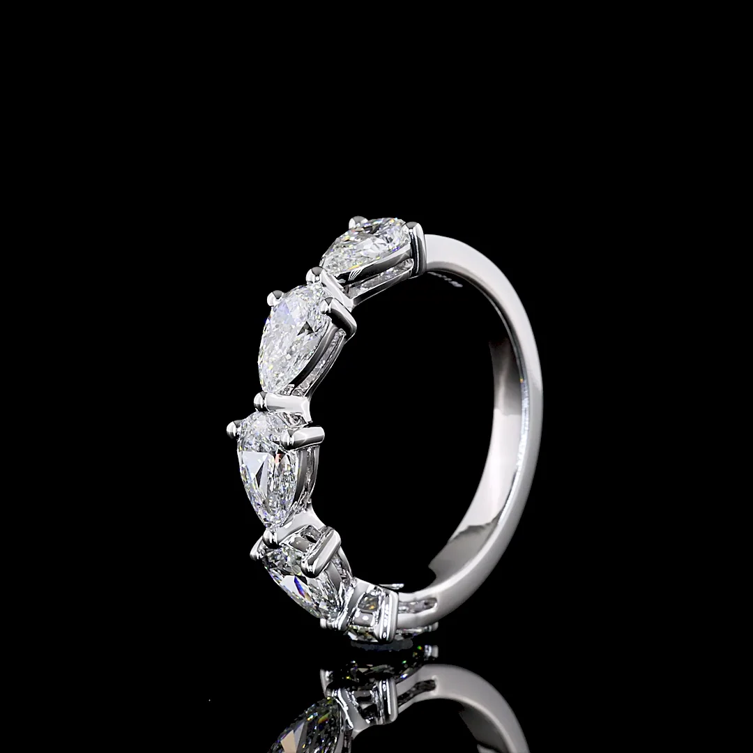 1.99 Cts 14k White Gold Pear Shape 5 Stones Eternity Band - Image 4