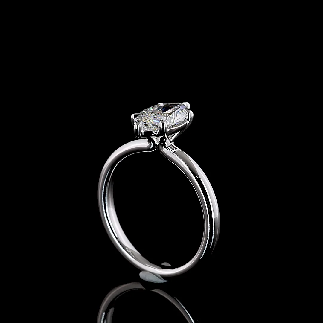 1.56 Cts 14k White Gold Marquise Shape Solitaire Ring - Image 2