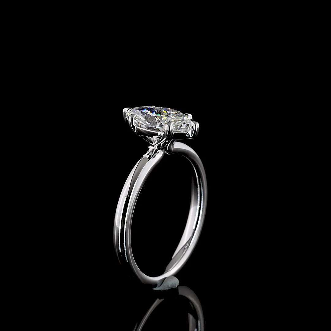 1.56 Cts 14k White Gold Marquise Shape Solitaire Ring - Image 4