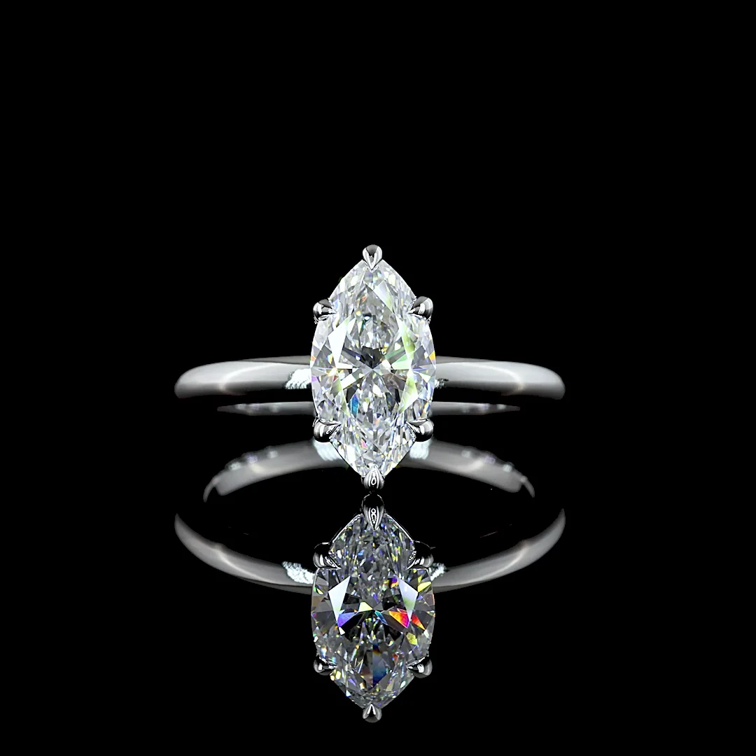 1.56 Cts 14k White Gold Marquise Shape Solitaire Ring - Video