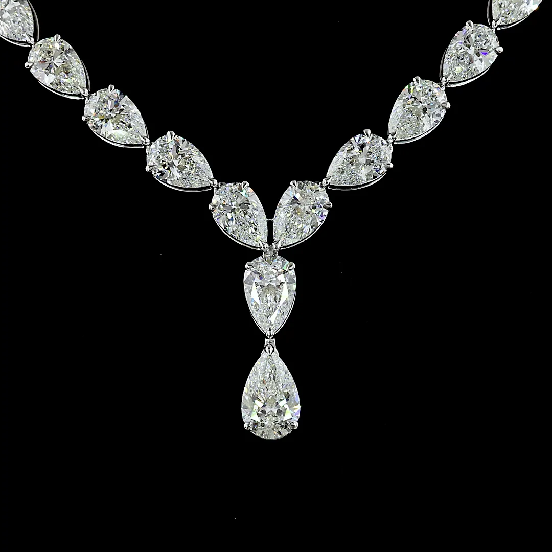 41.47 Cts 14k White Gold Pear Shape Special Necklace - Image 3