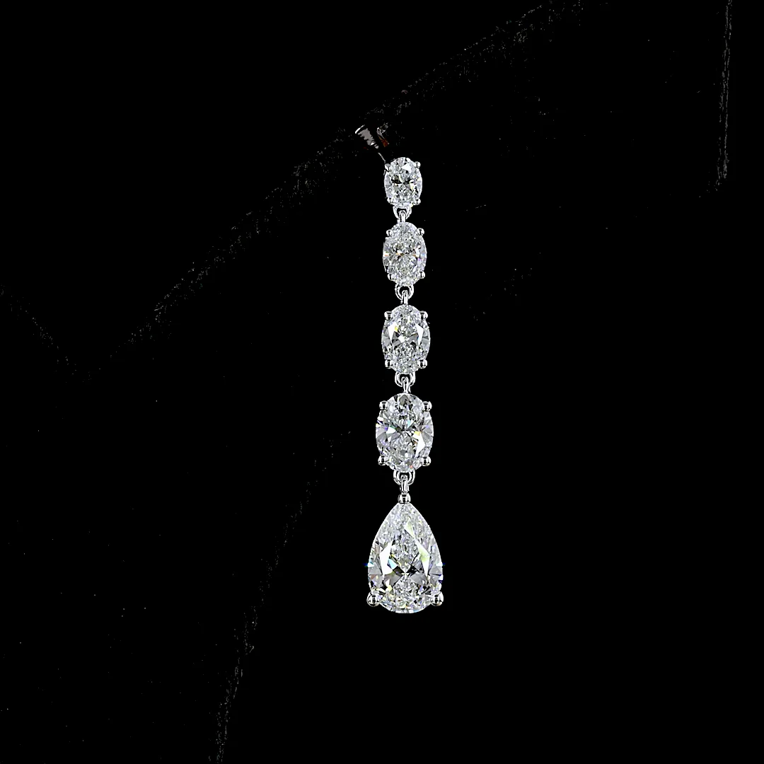 3.52 Cts 14k White Gold Mix Shape Hanging Earring - Image 3