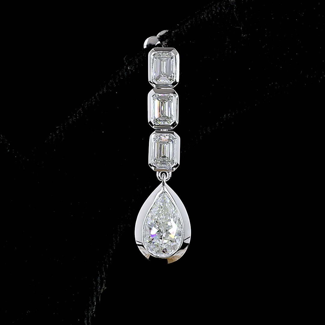5.08 Cts 14k White Gold Mix Shape Hanging Earring - Image 3
