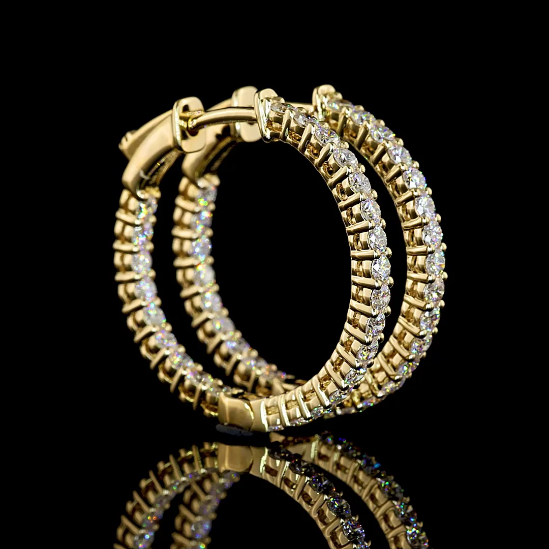 1.01 Cts 14k Yellow Gold Round Shape Hoops Earring - Image 3