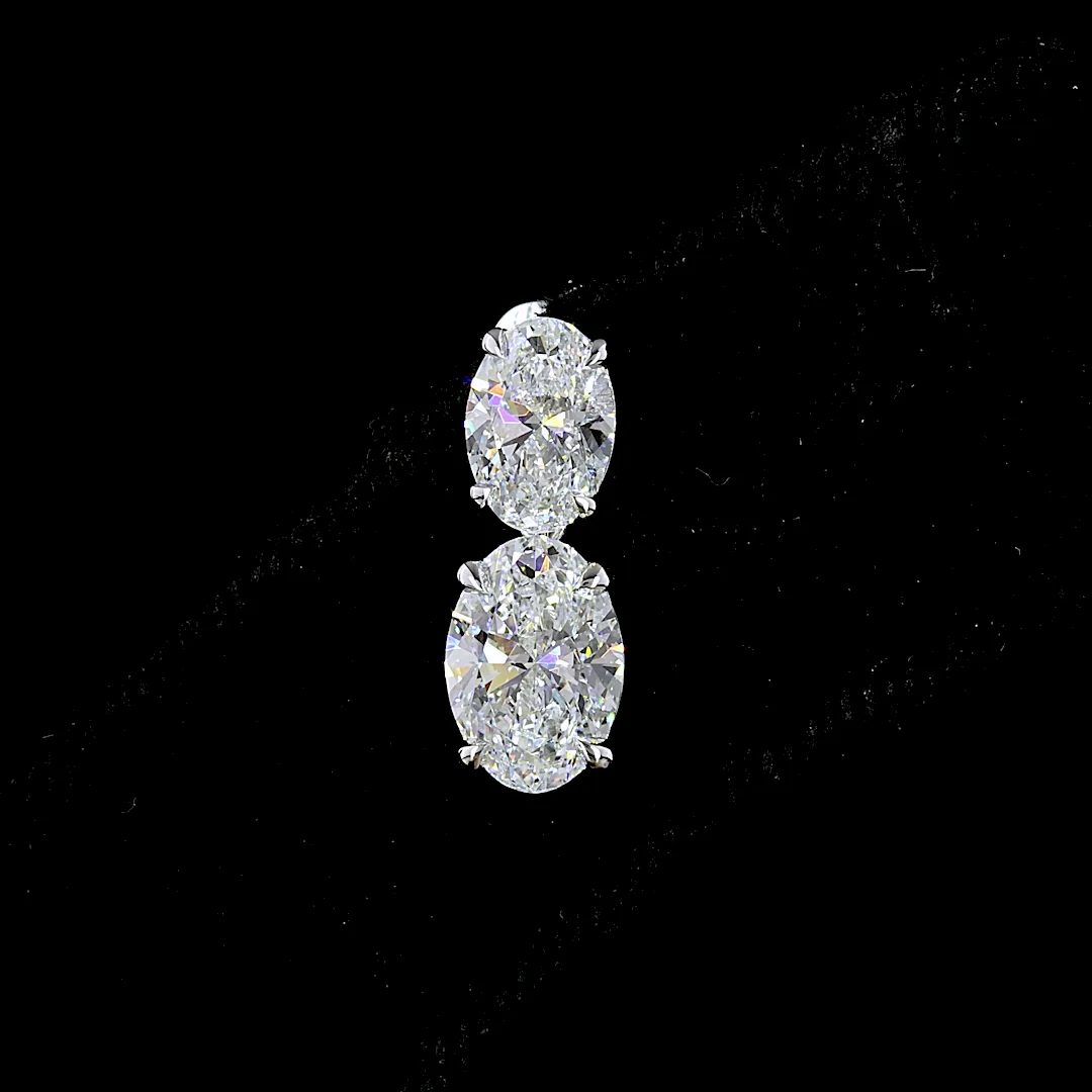 3.04 Cts 14k White Gold Oval Shape Hanging Earring - Image 3