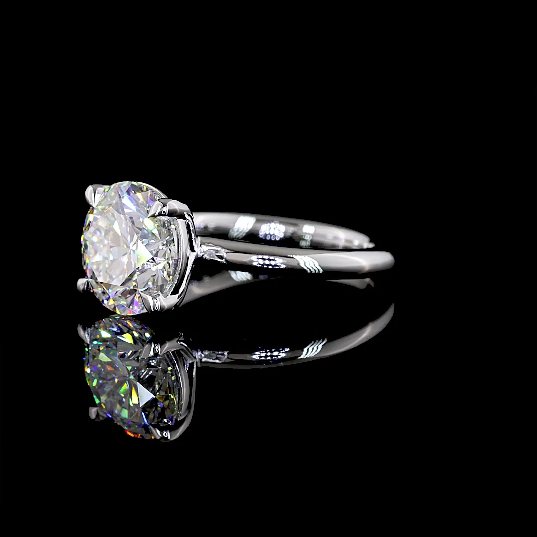 4.11 Cts 14k White Gold Round Shape Solitaire Ring - Image 2