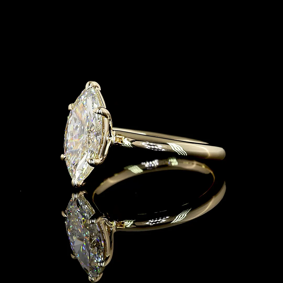 2.07 Cts 14k Yellow Gold Marquise Shape Solitaire Ring - Image 2