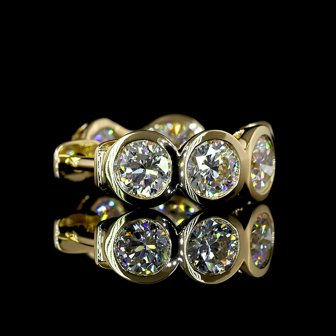 3.49 Cts 14k Yellow Gold Round Shape Huggies Earring - Image 4