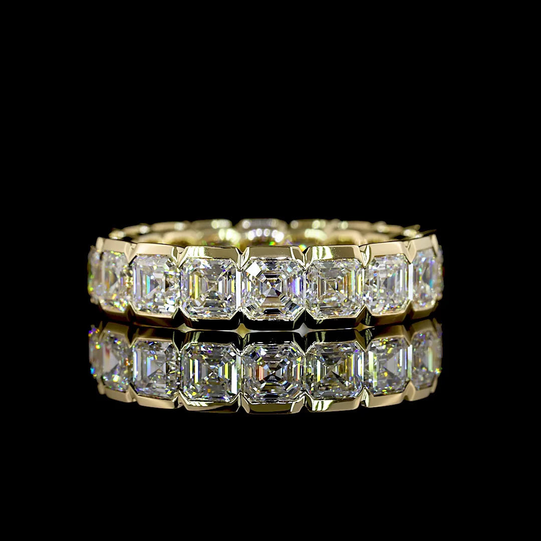 5.05 Cts 14k Yellow Gold Asscher Shape Eternity Band Eternity Band - Video
