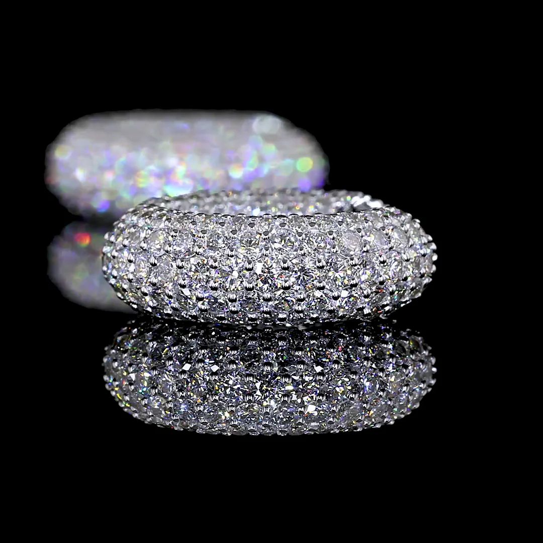 3.05 Cts 14k White Gold Round Shape Huggies Earring - Image 2