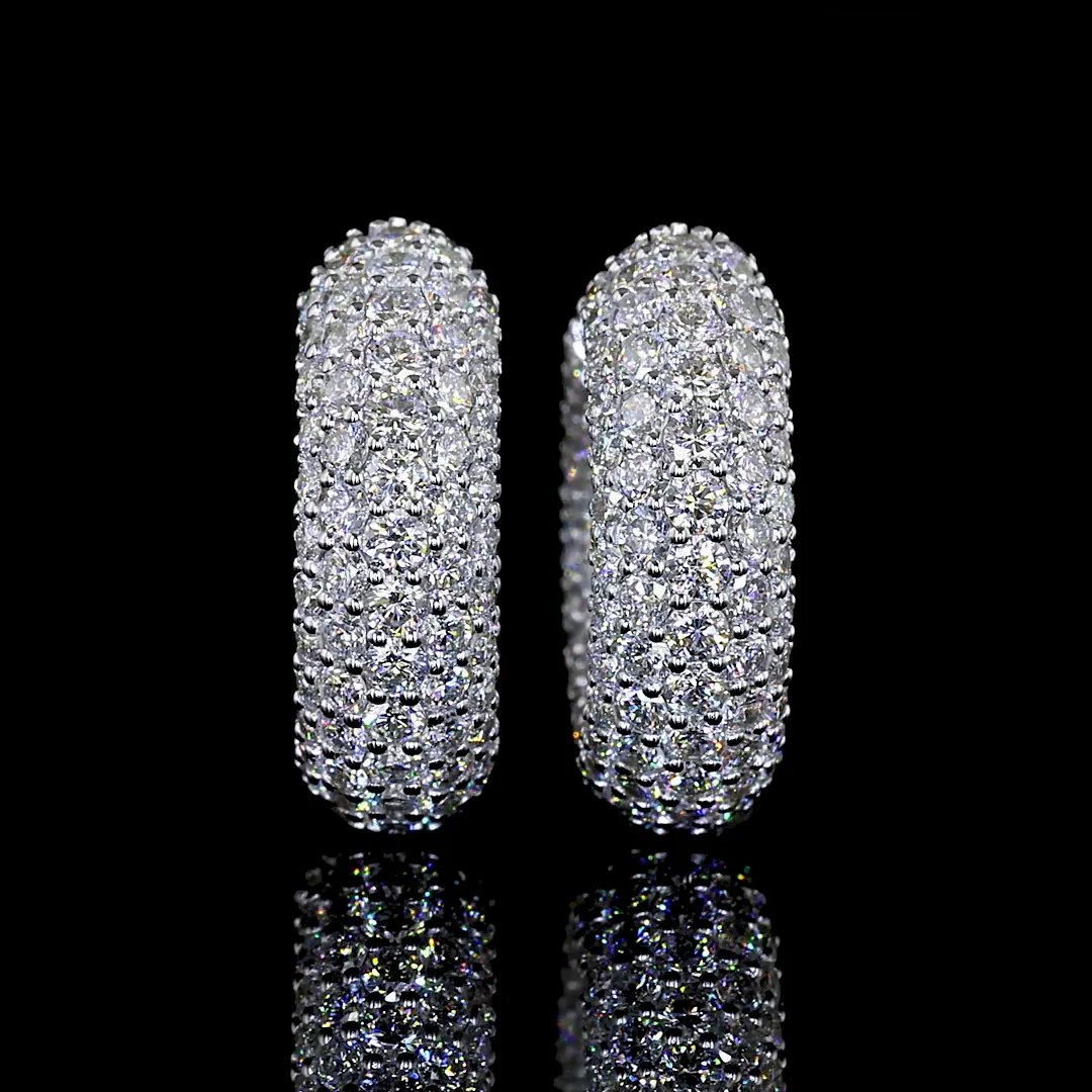 3.05 Cts 14k White Gold Round Shape Huggies Earring - Video