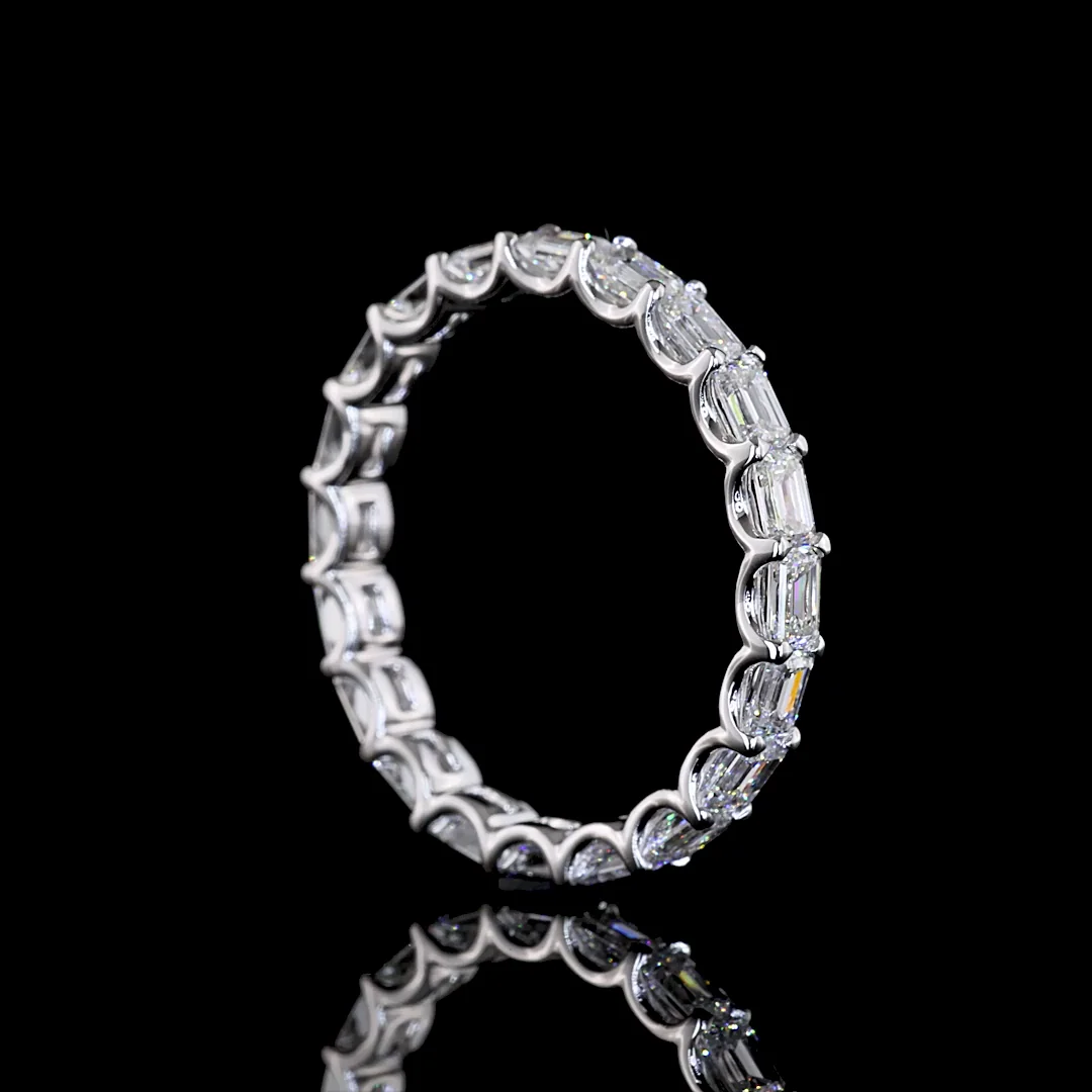 1.84 Cts 14k White Gold Emerald Shape Eternity Band Eternity Band - Image 2