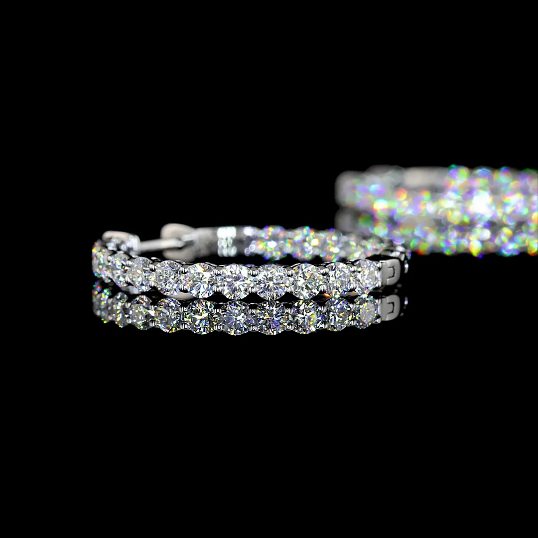 2.19 Cts 14k White Gold Round Shape Hoops Earring - Image 4