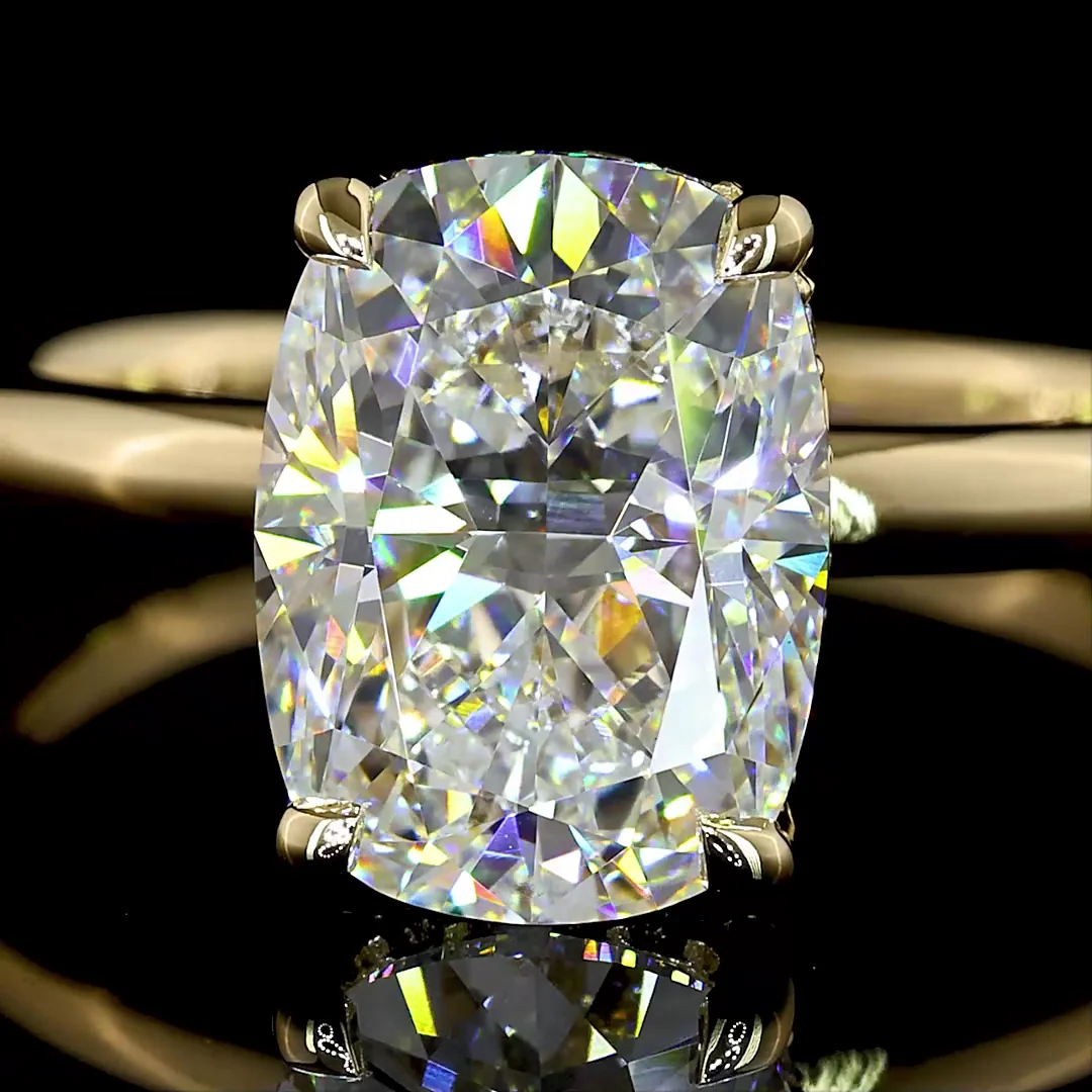 2.65 Cts 14k Yellow Gold Cushion Brilliant Shape Hidden Halo Ring - Image 3