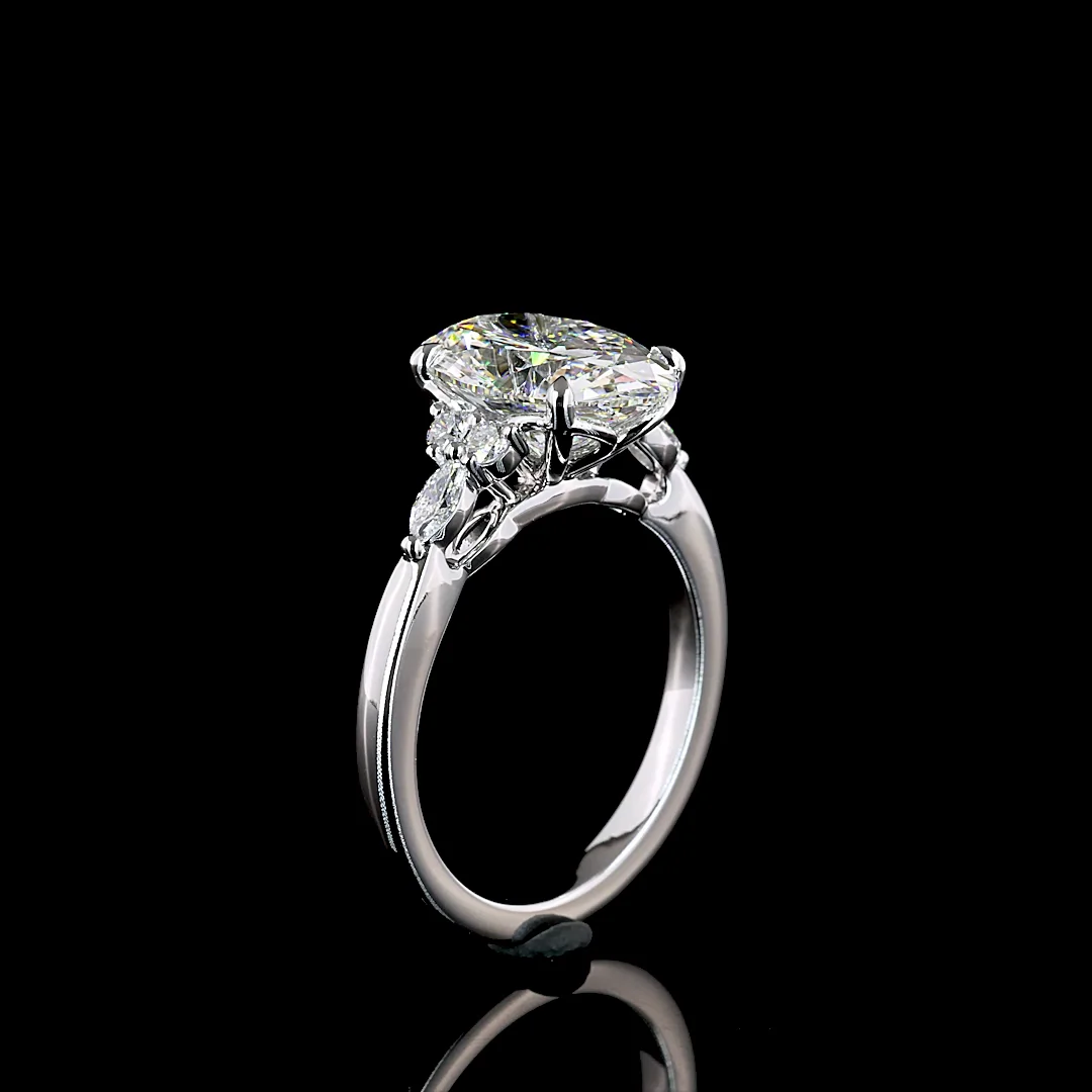 3.26 Cts 14k White Gold Mix Shape Special Ring - Image 4