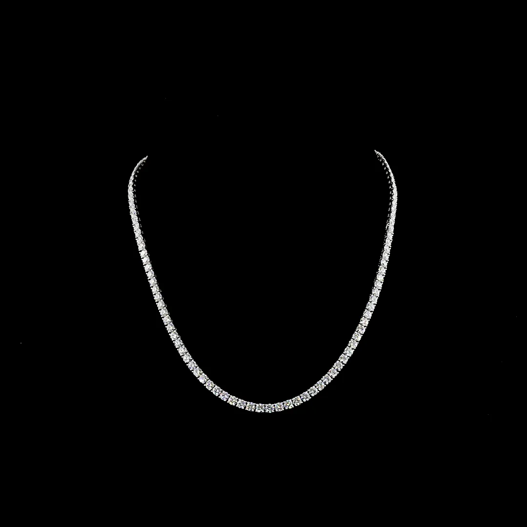 15.35 Cts 14k White Gold Round Shape Tennis Necklace - Video