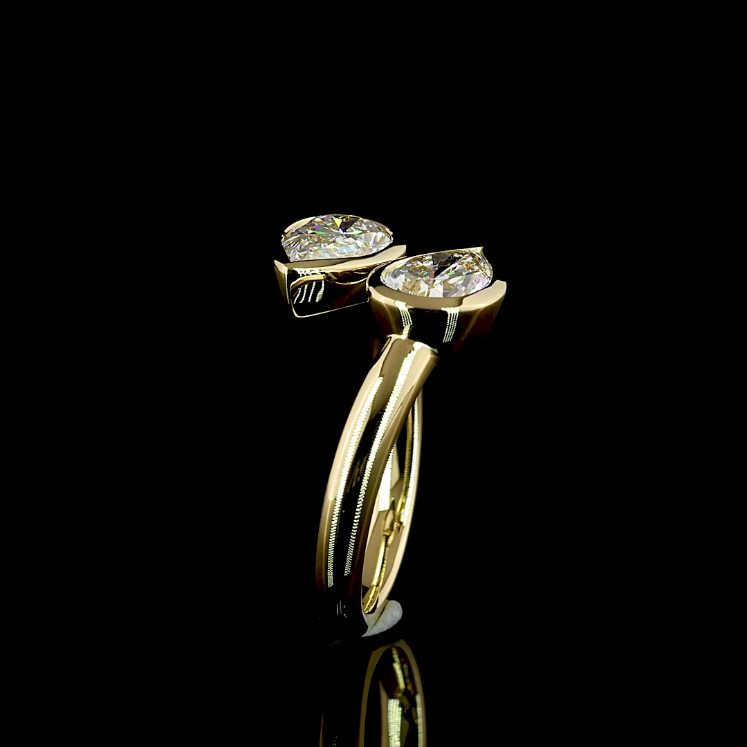 2.02 Cts 14k Yellow Gold Pear Shape Special Ring - Image 4