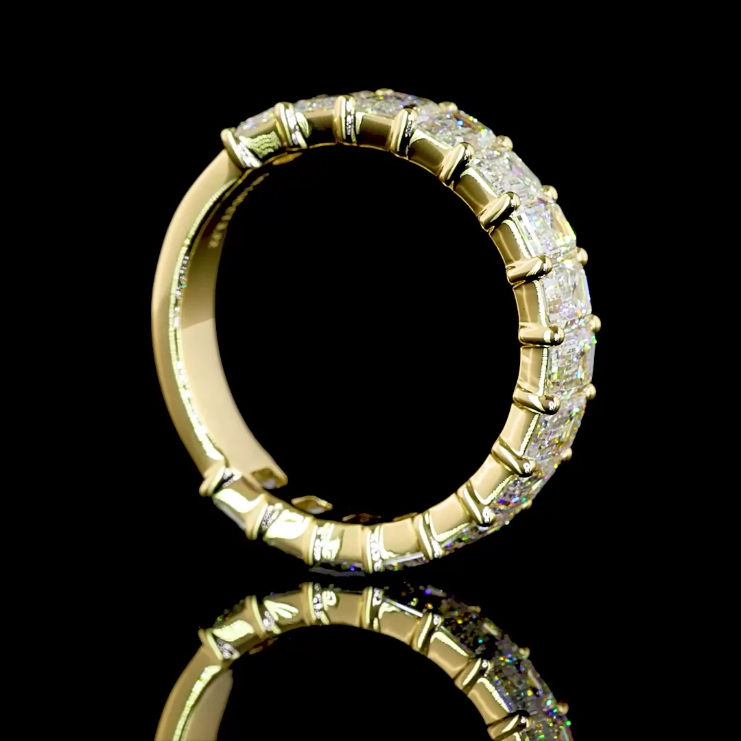 3.29 Cts 14k Yellow Gold Emerald Shape 3/4 Band Eternity Band - Image 2