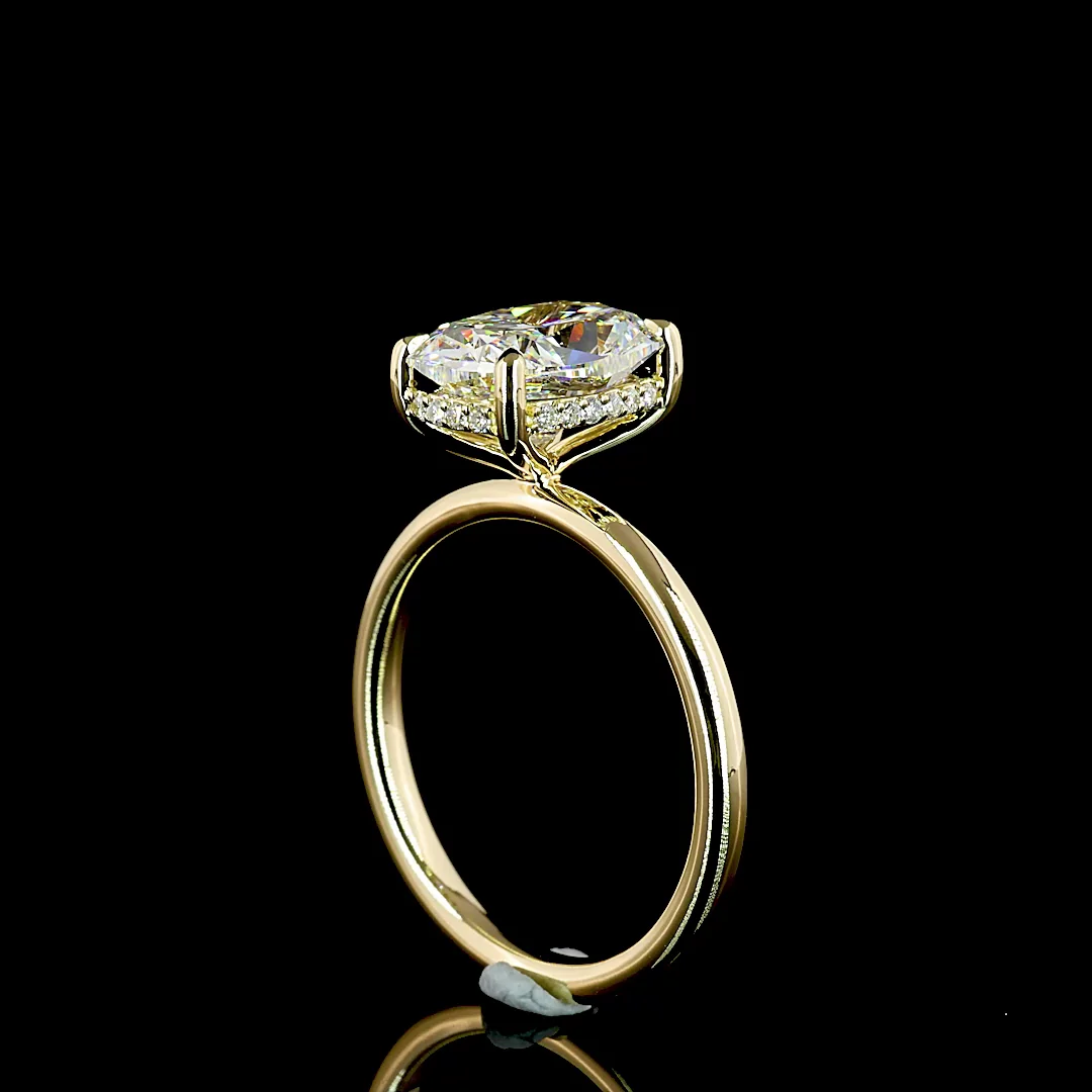 2.73 Cts 14k Yellow Gold Cushion Brilliant Shape Hidden Halo Ring - Image 2