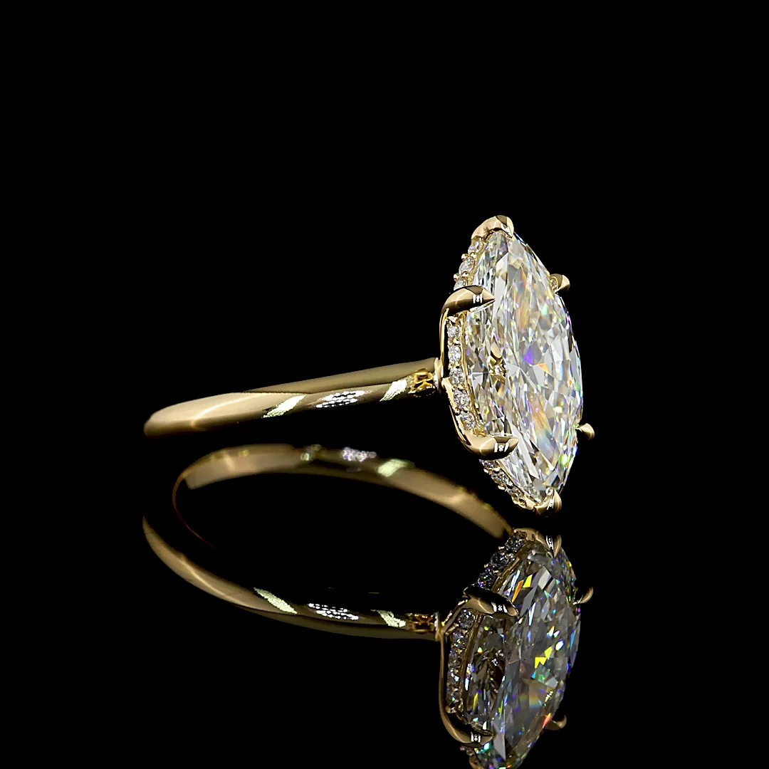 2.22 Cts 14k Yellow Gold Marquise Shape Hidden Halo Ring - Image 3