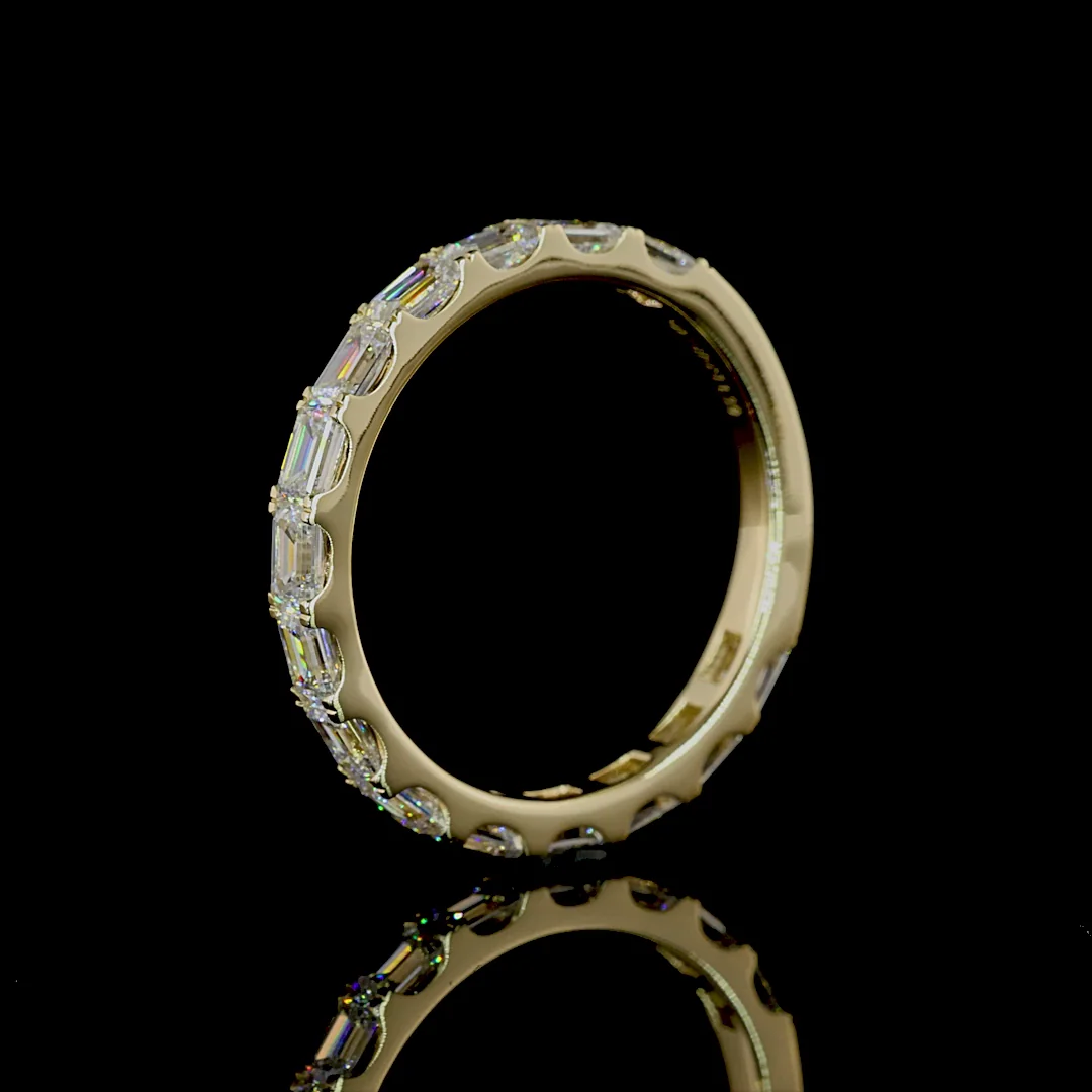 1.39 Cts 14k Yellow Gold Emerald Shape 3/4 Band Eternity Band - Image 4