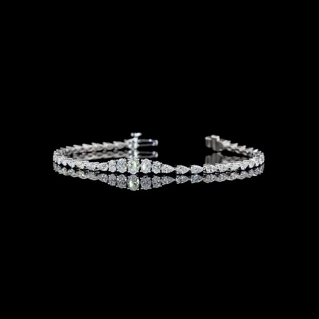 3.13 Cts 14k White Gold Mix Shape Tennis Bracelet - Video