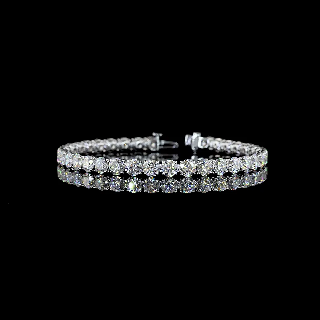 14.99 Cts 14k White Gold Round Shape Tennis Bracelet - Video