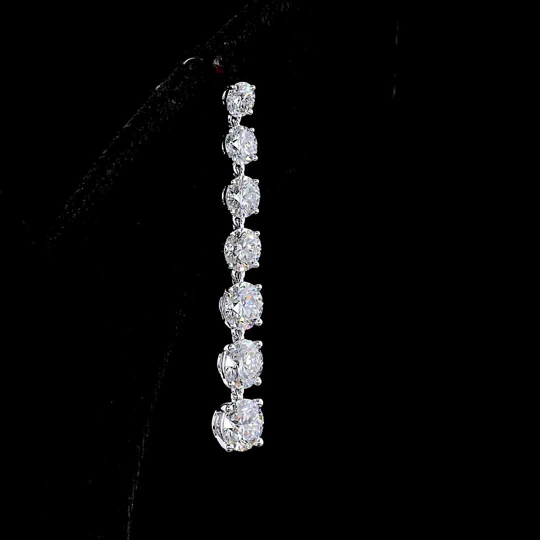 4.25 Cts 14k White Gold Round Shape Hanging Earring - Image 4