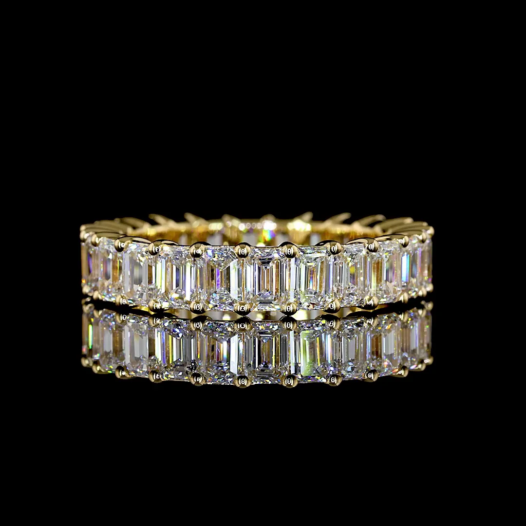 3.83 Cts 18k Yellow Gold Emerald Shape Eternity Band Eternity Band - Video