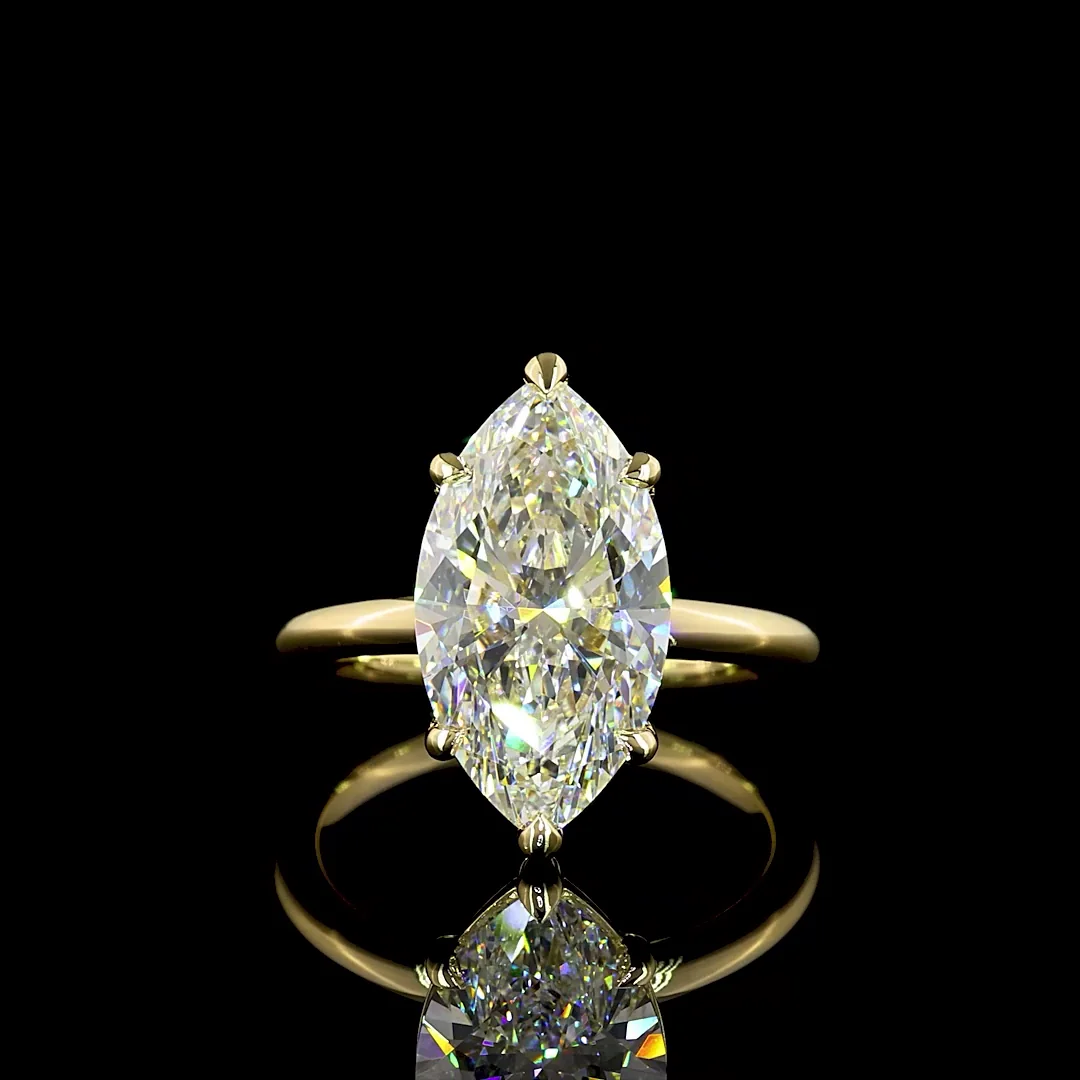 5.2 Cts 14k Yellow Gold Marquise Shape Solitaire Ring - Video