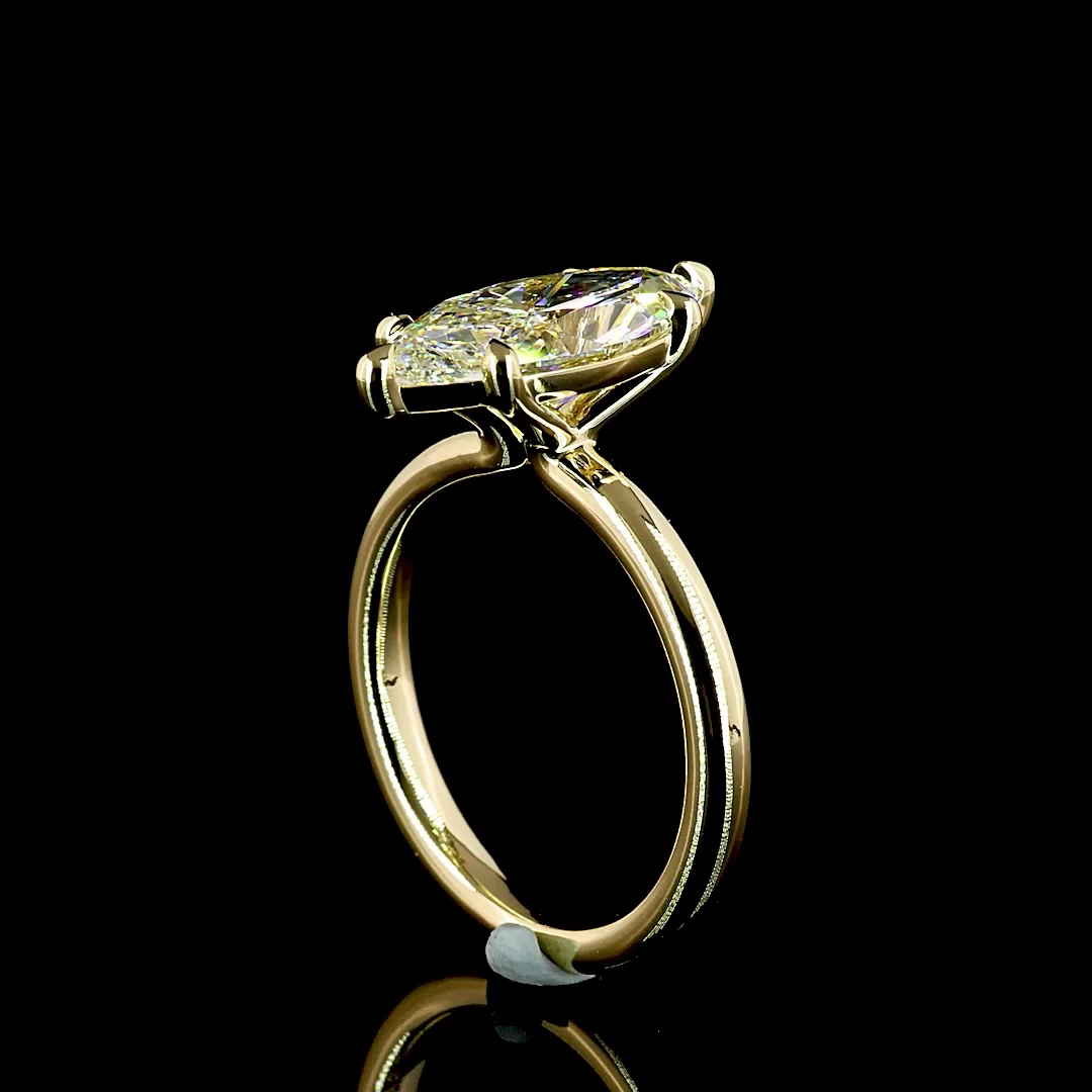 3.22 Cts 14k Yellow Gold Marquise Shape Solitaire Ring - Image 2