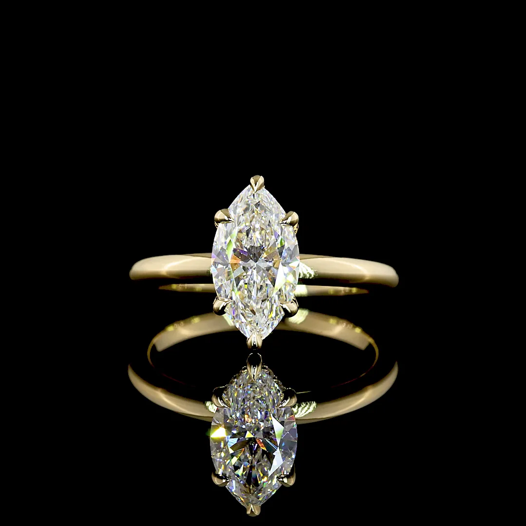 1.57 Cts 14k Yellow Gold Marquise Shape Hidden Halo Ring - Video