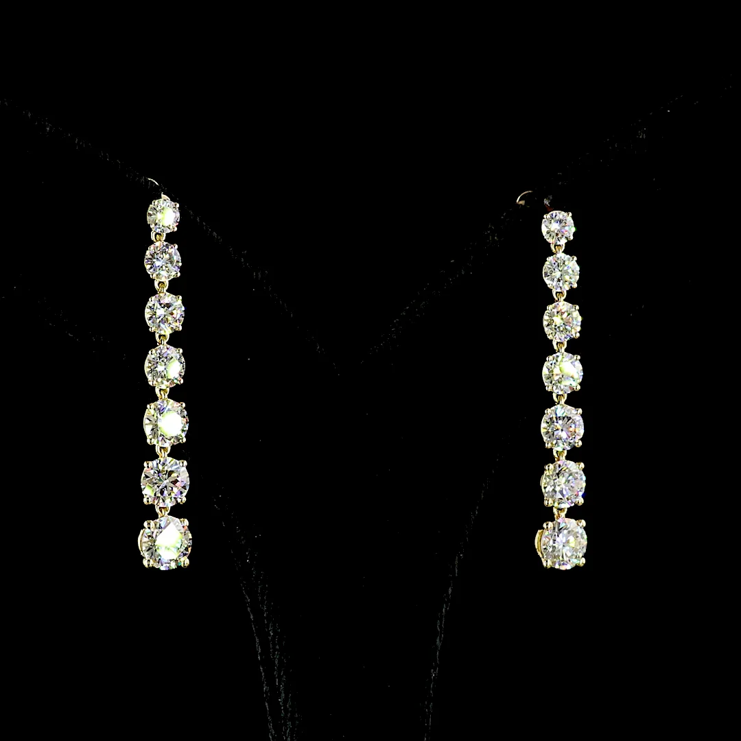 4.17 Cts 14k Yellow Gold Round Shape Hanging Earring - Image 2