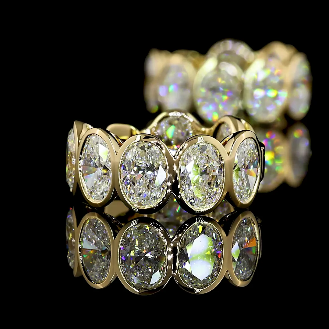 3.46 Cts 14k Yellow Gold Oval Shape Huggies Earring - Image 2