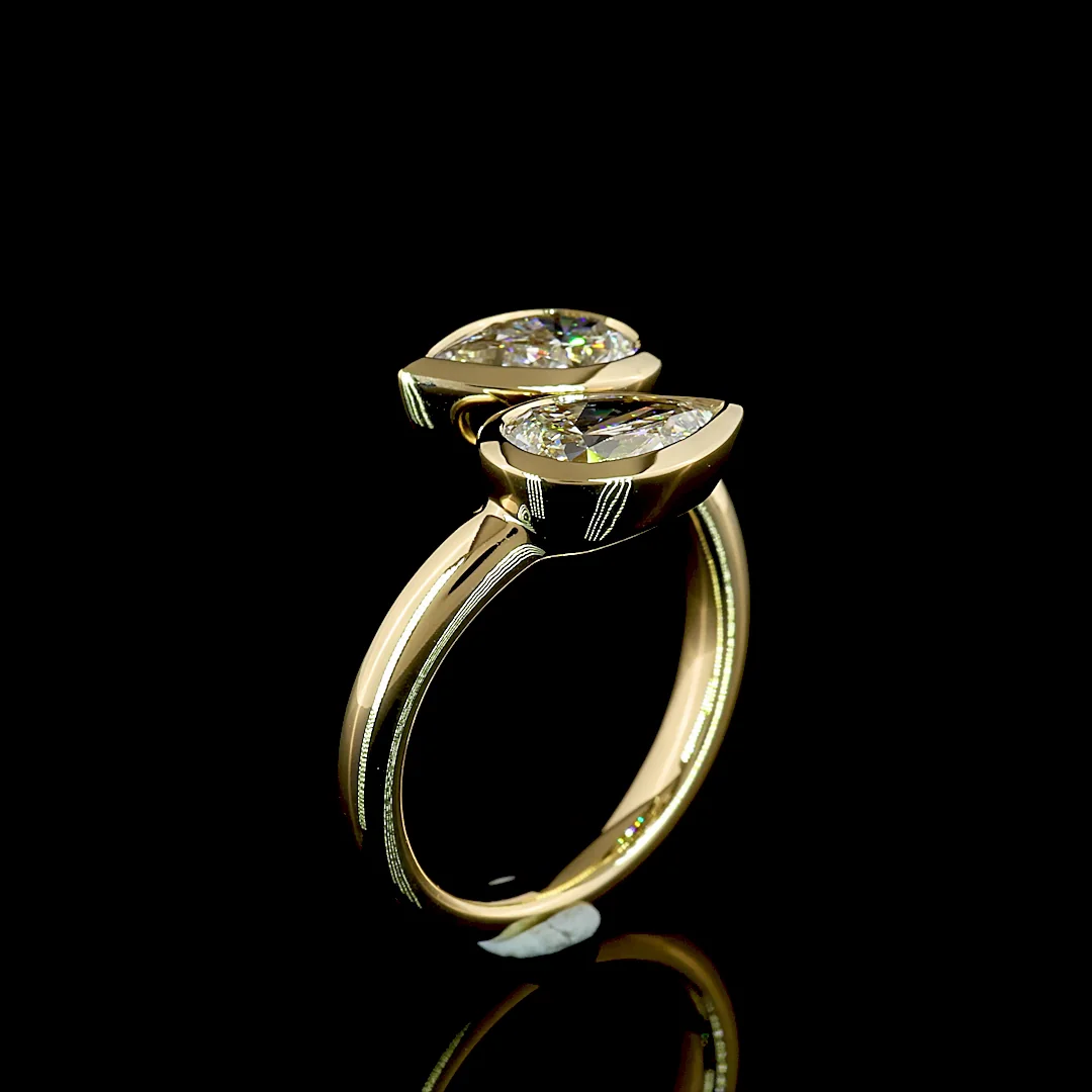 1.95 Cts 14k Yellow Gold Pear Shape Special Ring - Image 4