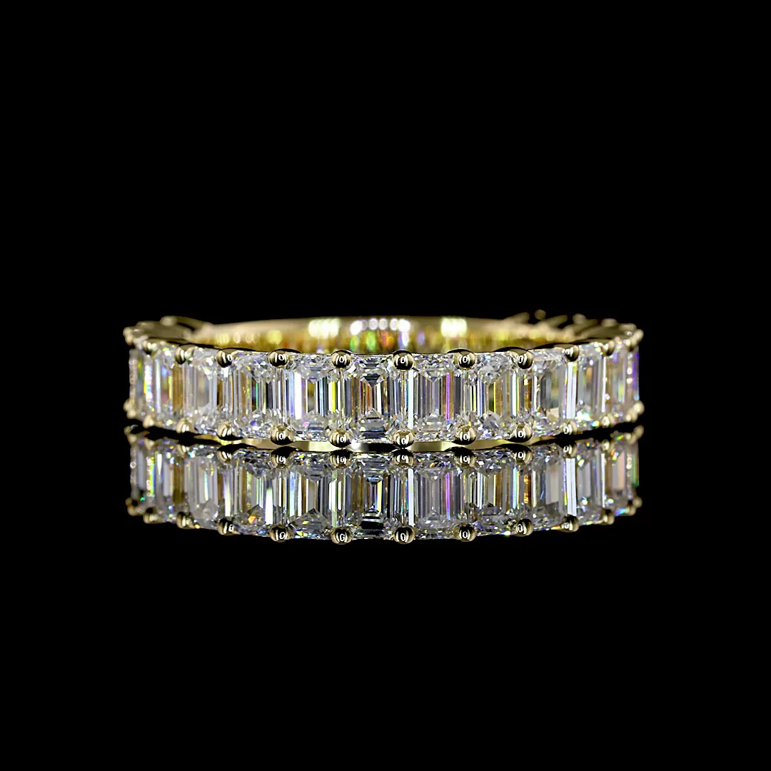 2.28 Cts 14k Yellow Gold Emerald Shape 3/4 Band Eternity Band - Video