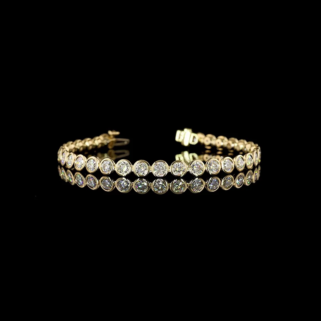 6.78 Cts 14k Yellow Gold Round Shape Tennis Bracelet - Video