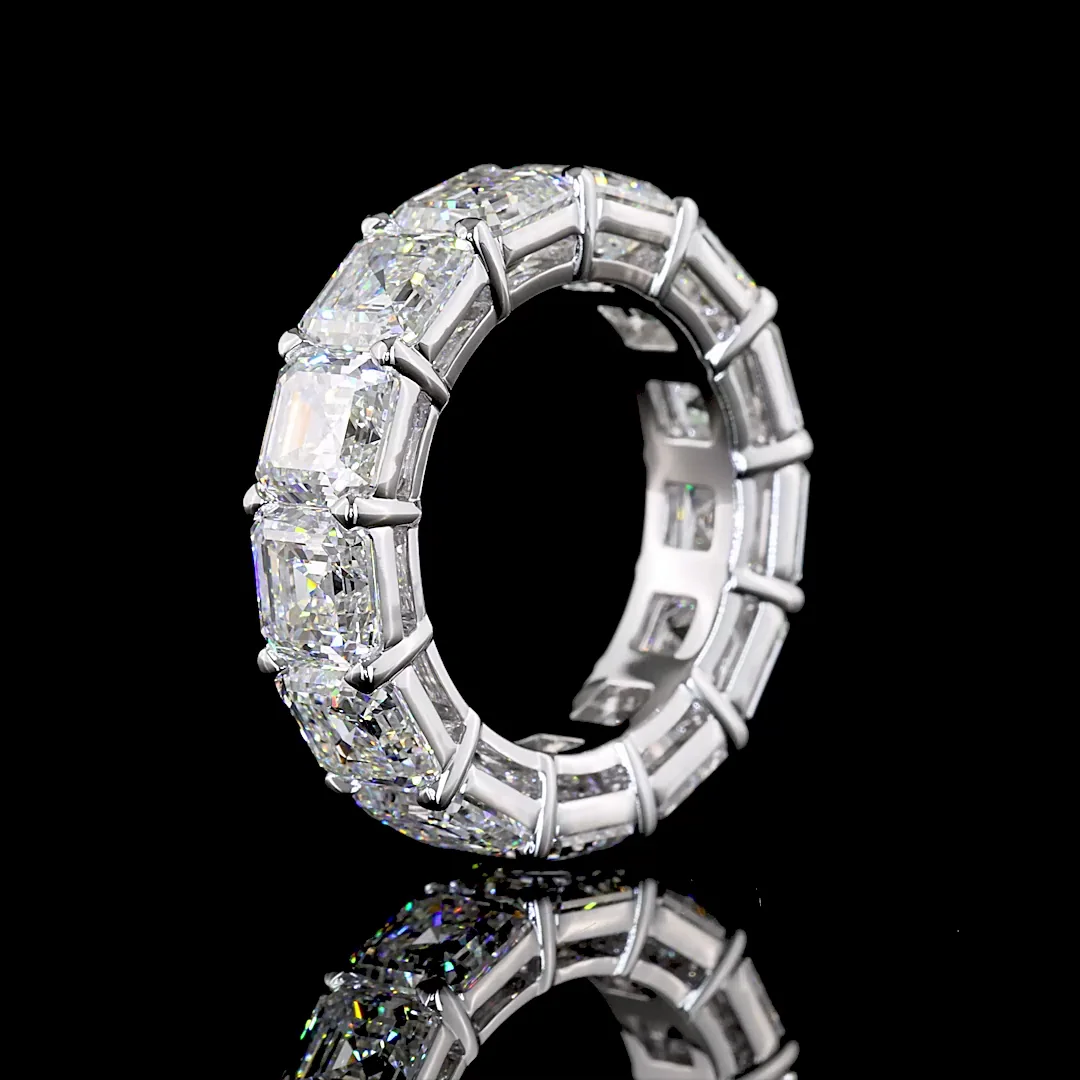 13.25 Cts 14k White Gold Asscher Shape Eternity Band Eternity Band - Image 4