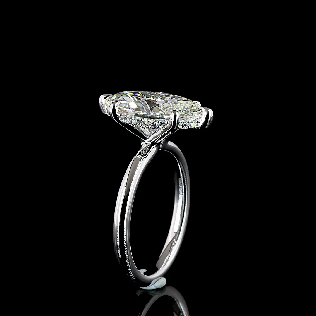 4.25 Cts 14k White Gold Marquise Shape Hidden Halo Ring - Image 4