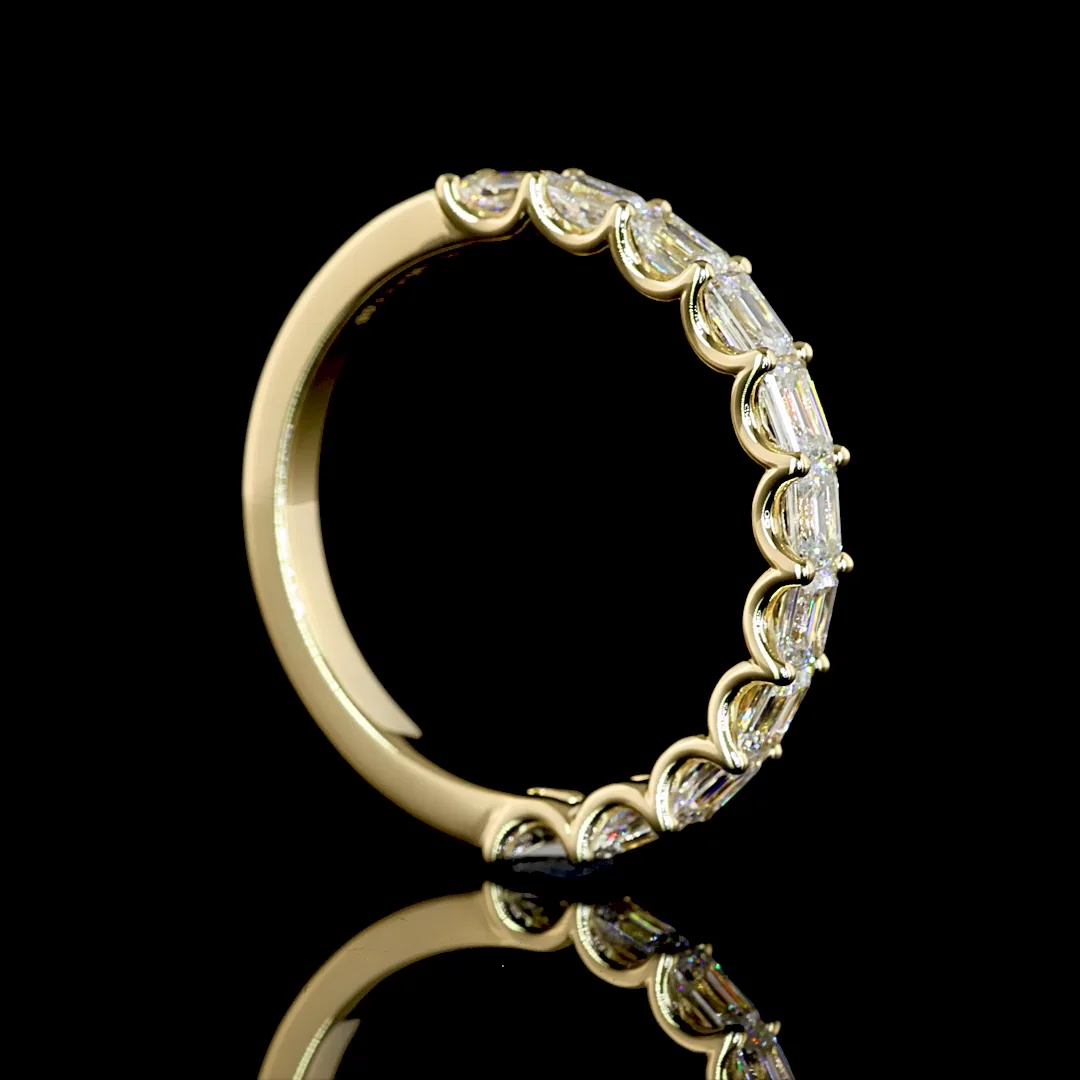 1.06 Cts 14k Yellow Gold Emerald Shape Half Eternity Eternity Band - Image 2