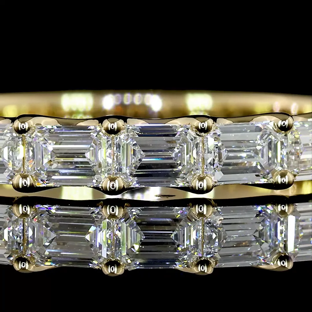 1.06 Cts 14k Yellow Gold Emerald Shape Half Eternity Eternity Band - Image 3