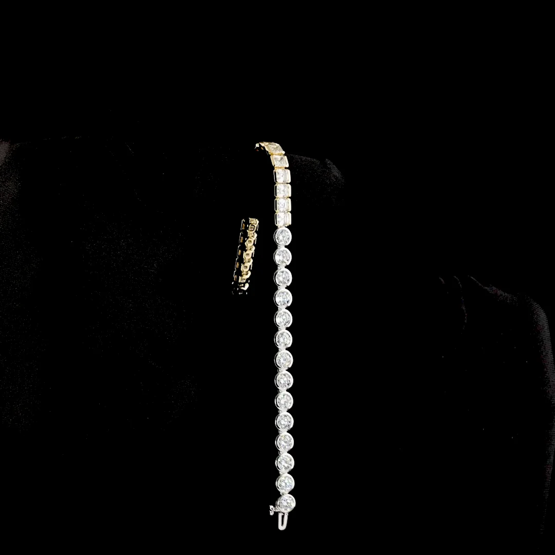 10.83 Cts 14k Two Tone Mix Shape Tennis Bracelet - Image 3