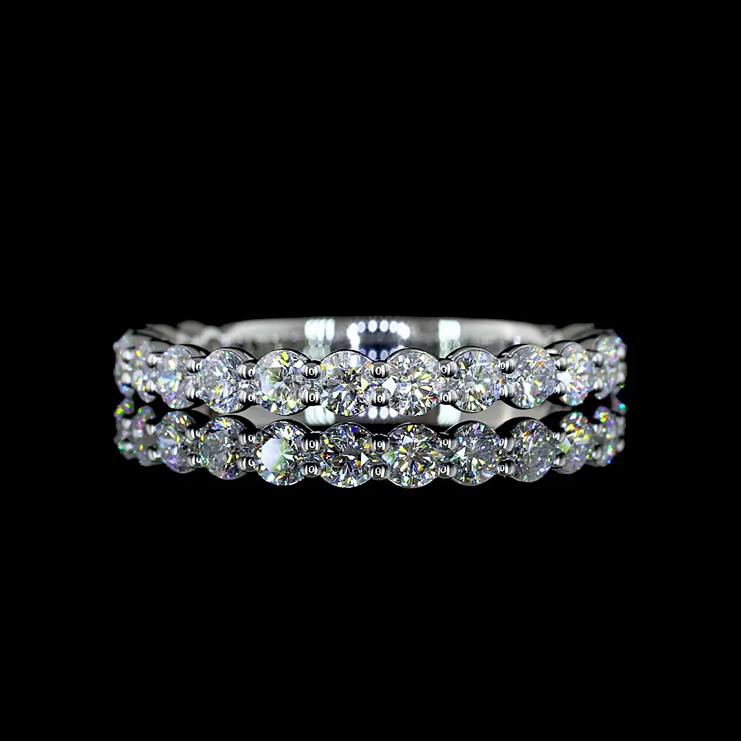 0.9 Cts Platinum Round Shape 3/4 Band Eternity Band - Video