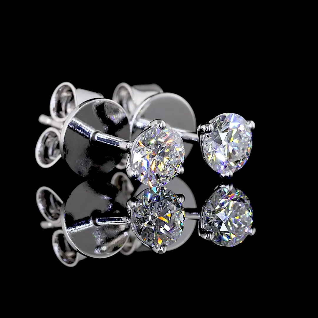 0.49 Cts 14k White Gold Round Shape Martini Earring - Image 2