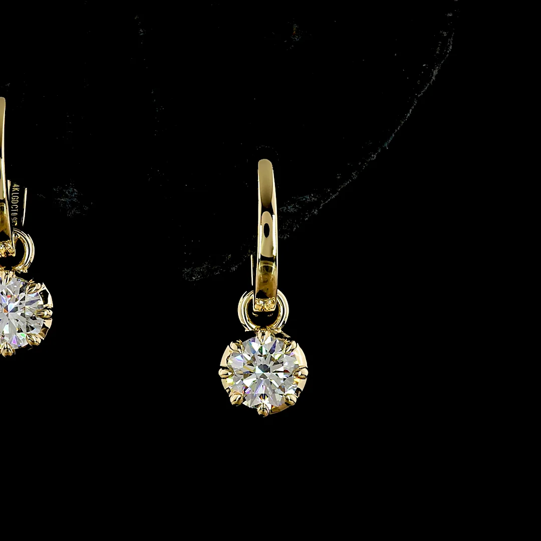 0.98 Cts 14k Yellow Gold Round Shape Hanging Earring - Image 3