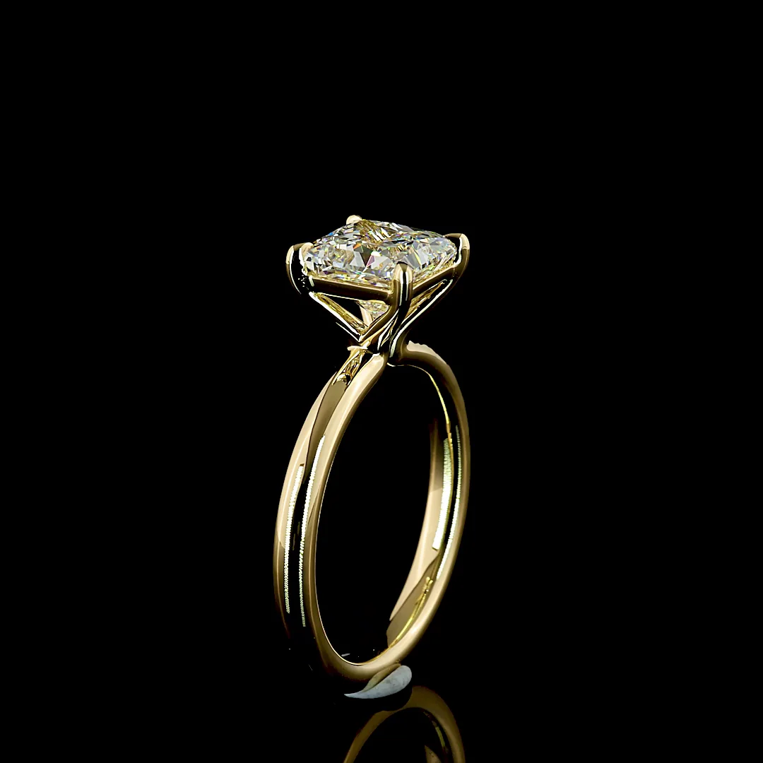2.06 Cts 14k Yellow Gold Princess Shape Solitaire Ring - Image 4