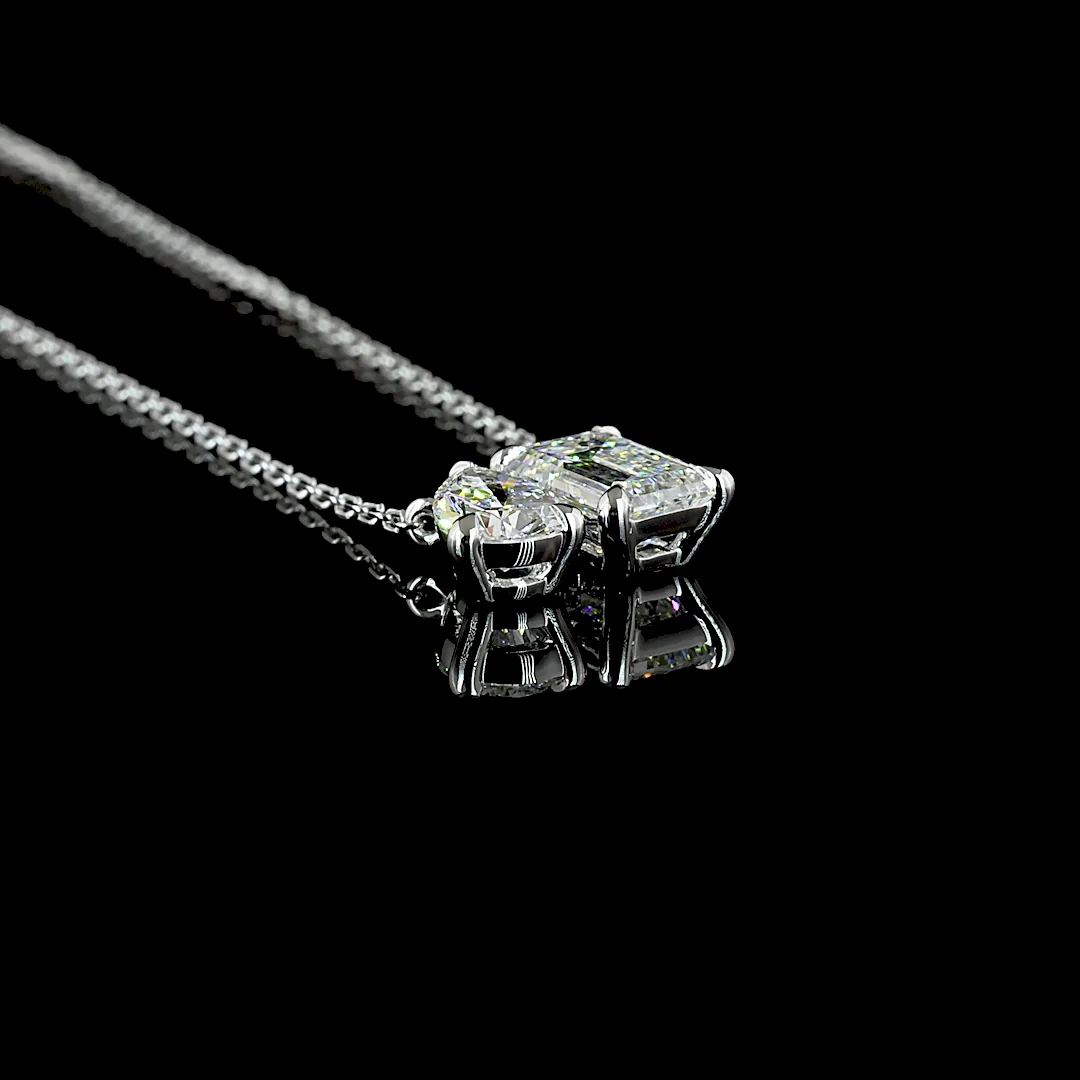 1.62 Cts 14k White Gold Mix Shape Pendant Pendant - Image 2